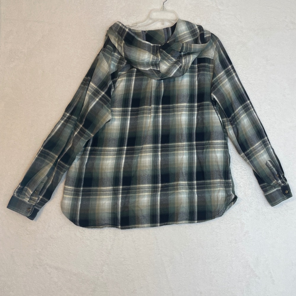 Carhartt Womens XXL Green Plaid Hooded Flannel Shirt Button Up Jacket 103235 412 - Picture 9 of 10